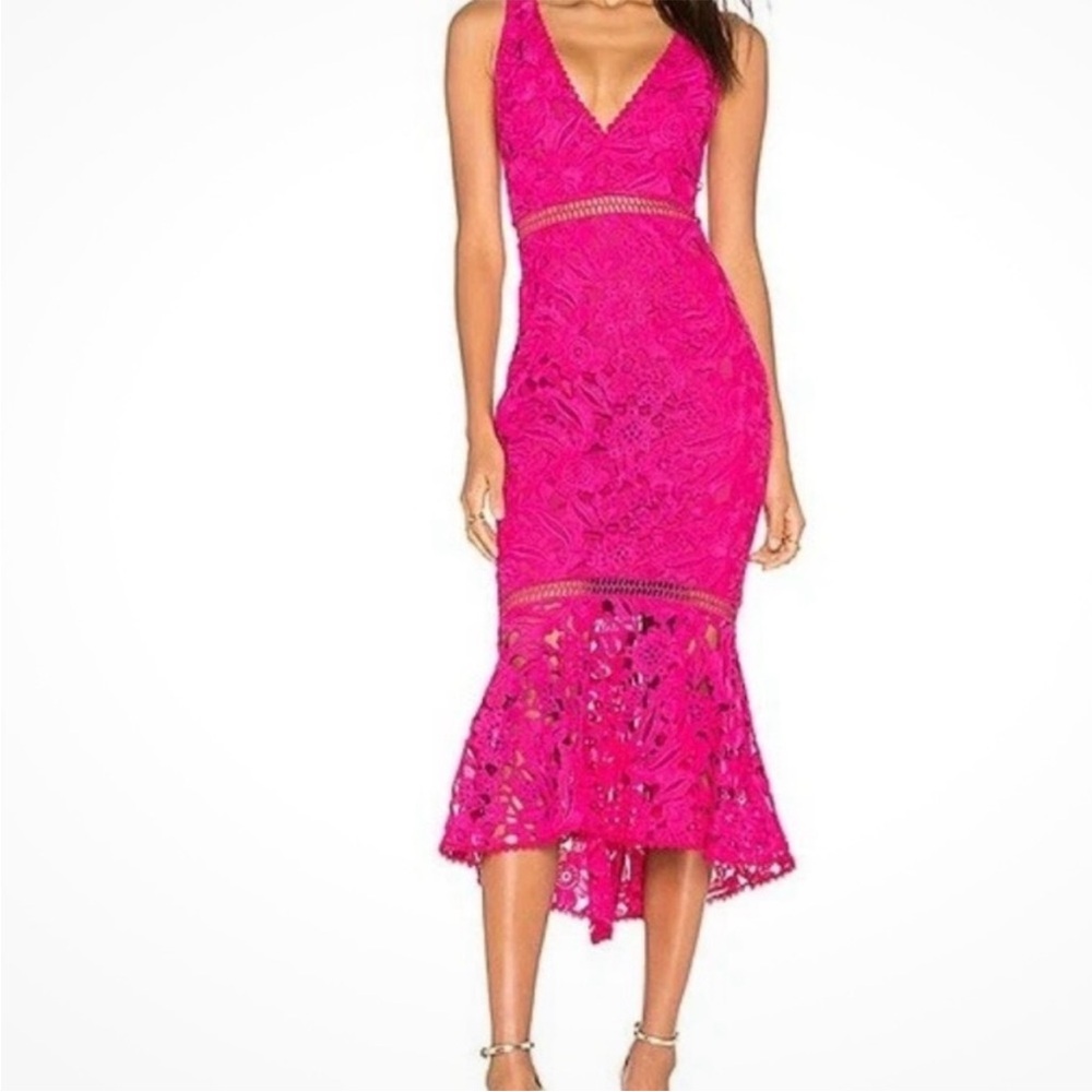 NICHOLAS Azalia Plunge Lace Trumpet Dress